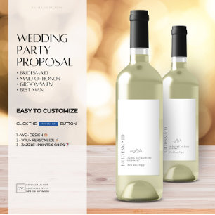 Minimal typograf Bridesmaid Frieri Vin-etikett Vinflaska Etikett