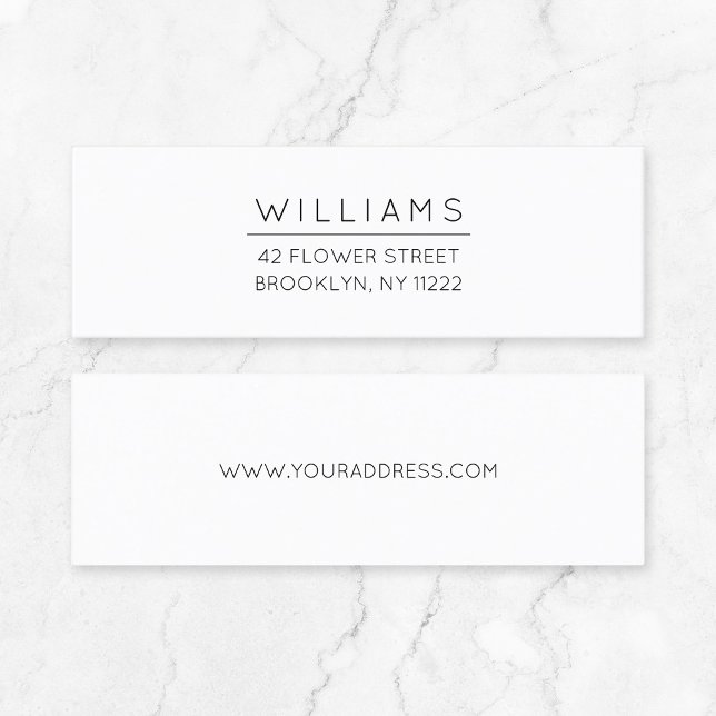 Minimal typografi Adress 01 . Mini Affärskort Visitkort (Timeless quiet luxury mini business card for small businesses with modern minimalist typography.)
