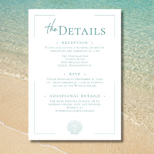 Minimal typografi Aqua & White Snäcka Bröllop Tilläggskort