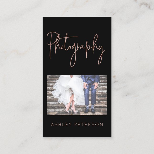 Minimal typografi av elegant ro guld visitkort (Framsida)