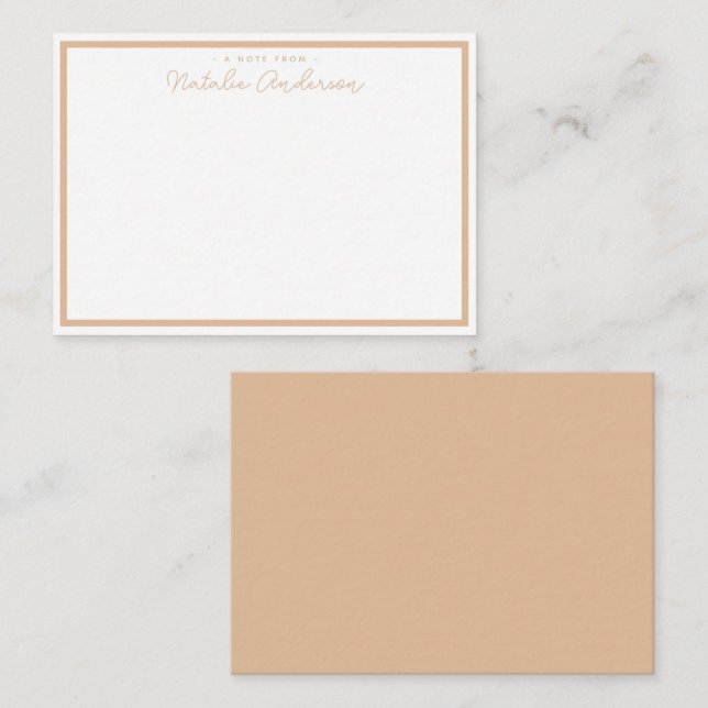 Minimal typografi Avslappnad SkriptpastellOrange Anteckningskort (Fram/baksida)