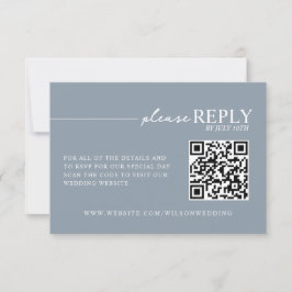 Minimal typografi Dammig blå QR RSVP-kort OSA Kort