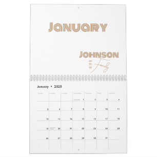 Minimal typografi-familj Namn Kalender