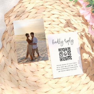 Minimal typografi Foto QR-kod Bröllop RSVP Tilläggskort