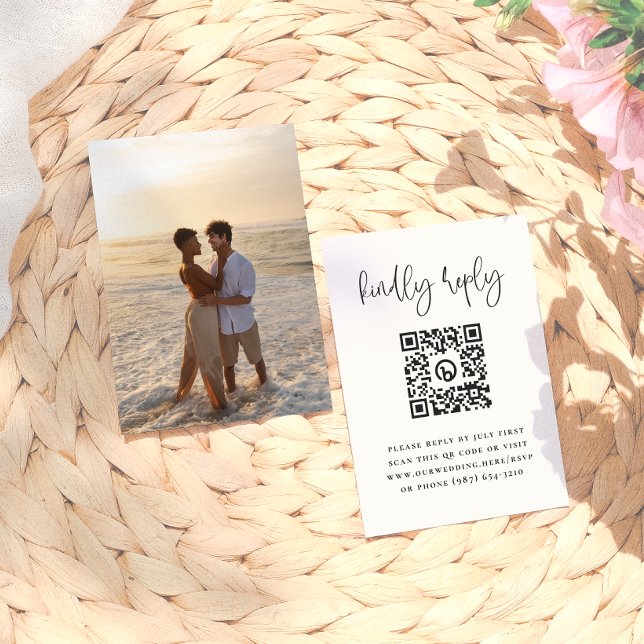 Minimal typografi Foto QR-kod Bröllop RSVP Tilläggskort (Skapare uppladdad)