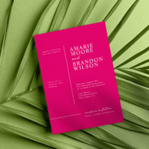 Minimal typografi Hot Pink bröllopsinbjudan