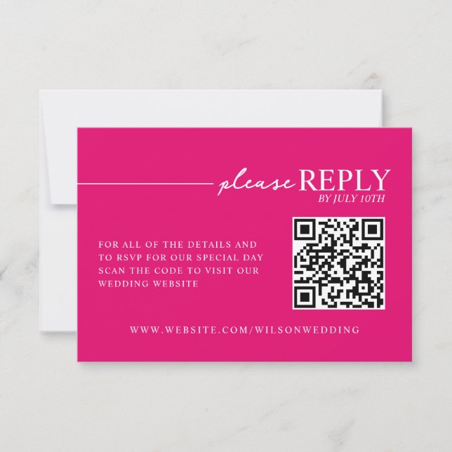 Minimal typografi Hot Pink QR RSVP-kort OSA Kort (Framsida)