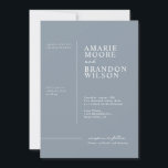 Minimal typografi - inbjudan till Dusty Blue Weddi<br><div class="desc">Den här minimala typografin Dusty Blue Wedding-inbjudan är perfekten inbjudan för att skicka dina gäster till firandet av din speciella dag. Den enkla och minimalistiska utformningen passar alla par. Klicka om du vill anpassa texten ytterligare och redigera verktyg för anpassning av fullt färg.</div>