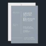 Minimal typografi - inbjudan till Dusty Blue Weddi<br><div class="desc">Den här minimala typografin Dusty Blue Wedding-inbjudan är perfekten inbjudan för att skicka dina gäster till firandet av din speciella dag. Den enkla och minimalistiska utformningen passar alla par. Klicka om du vill anpassa texten ytterligare och redigera verktyg för anpassning av fullt färg.</div>