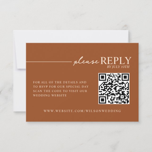 Minimal typografi jordton terrakotta QR RSVP OSA Kort (Framsida)