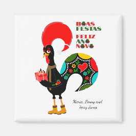 Minimal typografi jul - Portugisiska Hälsning Magnet