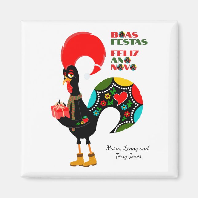 Minimal typografi jul - Portugisiska Hälsning Magnet (Framsidan)