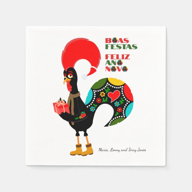 Minimal typografi jul - Portugisiska Hälsning Pappersservett (Framsidan)