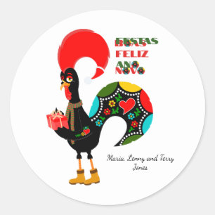Minimal typografi jul - Portugisiska Hälsning Runt Klistermärke
