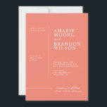 Minimal typografi korallbröllop - inbjudan<br><div class="desc">Den här minimala typografin Coral Wedding-inbjudan är perfekten inbjudan för att skicka dina gäster till firandet av din speciella dag. Den enkla och minimalistiska utformningen passar alla par. Klicka om du vill anpassa texten ytterligare och redigera verktyg för anpassning av fullt färg.</div>