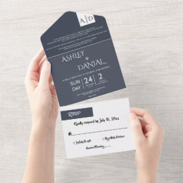 Minimal typografi Mörk blått Chic Modern Bröllop