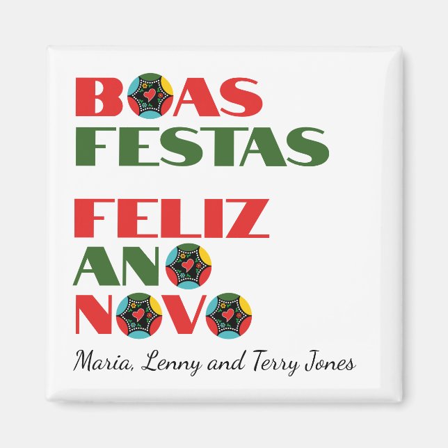 Minimal typografi Portugals julhälsningar Magnet (Framsidan)