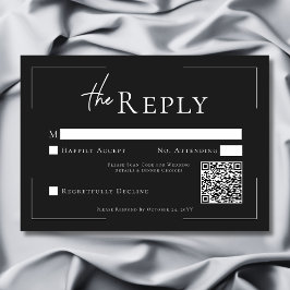 Minimal typografi, QR-kod för svart och vit Bröllo OSA Kort