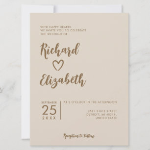 Minimal typografi rengör modern Bröllop Inbjudningar