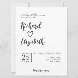 Minimal typografi rengör modern Bröllop Inbjudningar