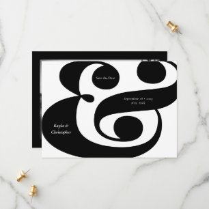 Minimal typografi, svart Ampersand Bröllop-foto Spara Datumet