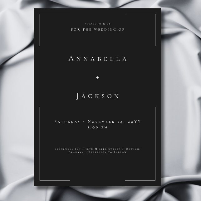 Minimal typografi, svart och vit Bröllop Inbjudningar (Minimal Typography Black & White Wedding Invitation)