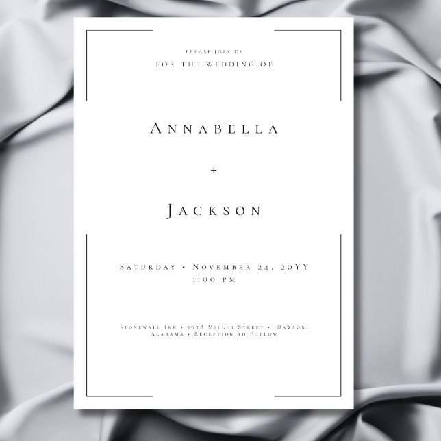 Minimal typografi, svart och vit Bröllop Inbjudningar (Minimal Typography Black & White Wedding Invitation)