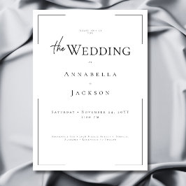 Minimal typografi, svart och vit Bröllop Inbjudningar