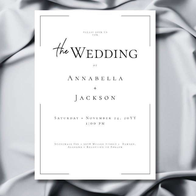 Minimal typografi, svart och vit Bröllop Inbjudningar (Minimal Typography Black & White Wedding Invitation)