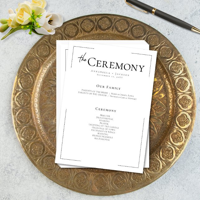 Minimal typografi, svart och vit Bröllop Program (Minimal Typography Black & White Wedding Program)