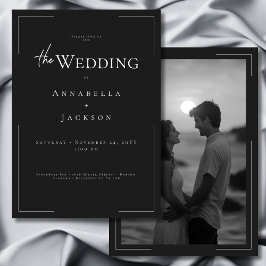 Minimal typografi, svart och vitt foto Bröllop Inbjudningar