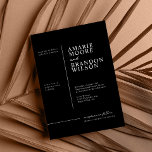 Minimal typografi, svartvit inbjudan till bröllop<br><div class="desc">Den här minimala typografin-inbjudan till svartbröllop är perfekten inbjudan som skickar gästerna till din firande speciella dag. Den enkla och minimalistiska utformningen passar alla par. Klicka om du vill anpassa texten ytterligare och redigera verktyg för anpassning av fullt färg.</div>