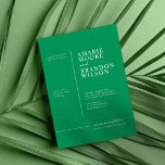 Minimal typografi Tropical Grönt Bröllop Inbjudningar<br><div class="desc">Den här minimala typografiinbjudan till tropisk Grönt är perfekten inbjudan för att skicka gästerna till din firande av din speciella dag. Den enkla och minimalistiska utformningen passar alla par. Klicka om du vill anpassa texten ytterligare och redigera verktyg för anpassning av fullt färg.</div>
