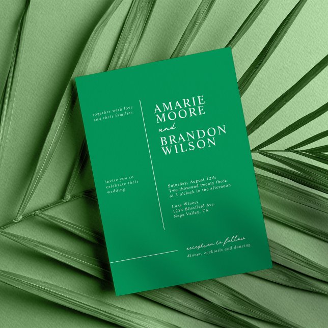 Minimal typografi Tropical Grönt Bröllop Inbjudningar (Skapare uppladdad)