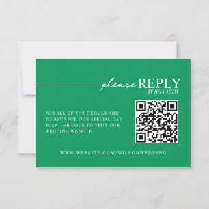 Minimal typografi Tropisk grön QR RSVP-kort OSA Kort