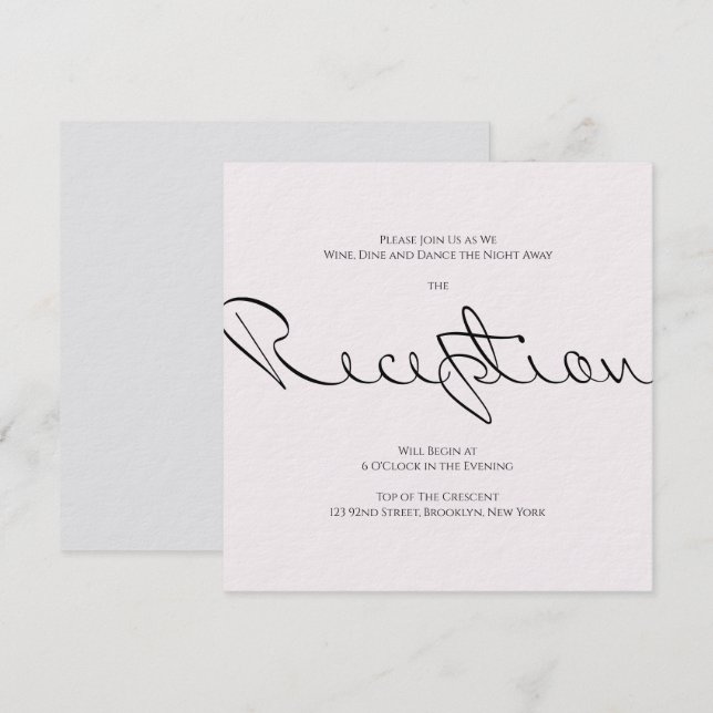 Minimal typografisk kul men ändå formell bröllopsf inbjudningar (Fram/baksida)