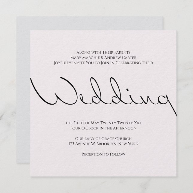 Minimal typografisk Roligt ännu Formell Bröllop Inbjudningar (Fram/baksida)