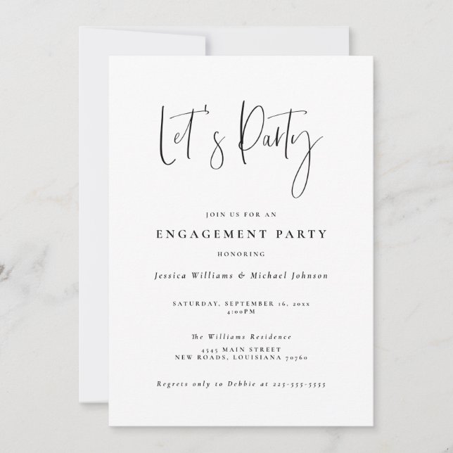 Minimal Typography Engagement Party Invitation Inbjudningar (Framsida)