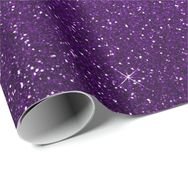 Minimal ultraviolett Lila Glitter Eggplant-grafik Presentpapper (Rullad Hörn)