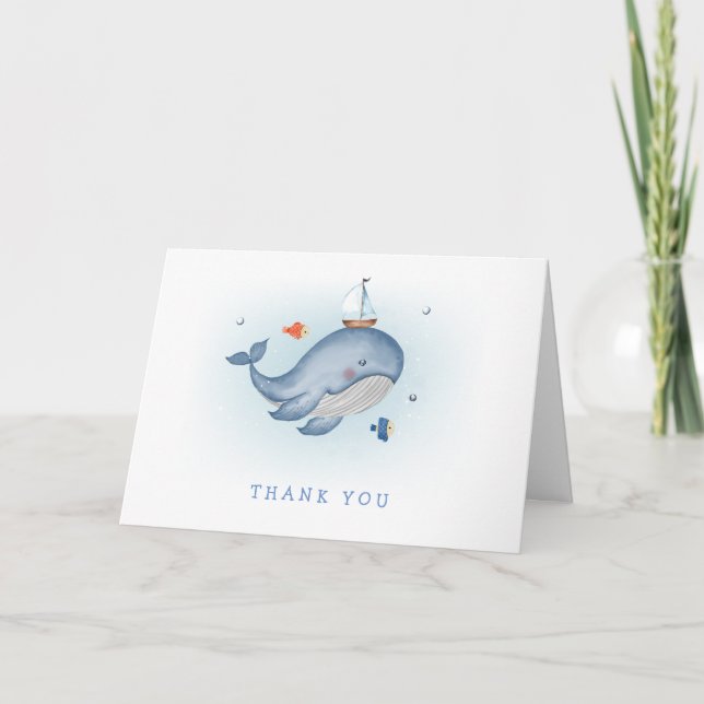 Minimal under Se Whale Nautica Baby Shower Tack Kort (Framsida)