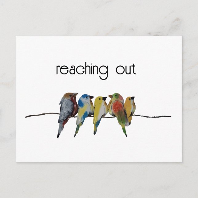 Minimal | Ut | Fåglar på tråd Vykort (Framsida)