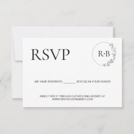 Minimal utandning Monogram svart och vit bröllop OSA Kort