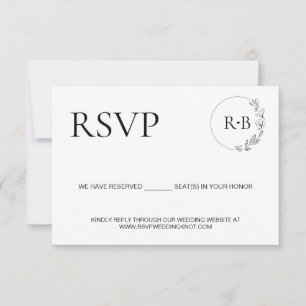 Minimal utandning Monogram svart och vit bröllop OSA Kort