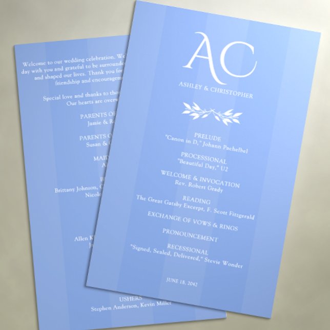 Minimal utjämnad kornrosblå Bröllop Program (Skapare uppladdad)