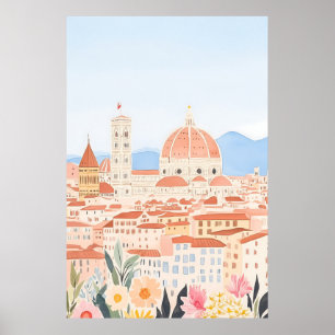 Minimal utskrift av Duomo Italien Florence Art Poster