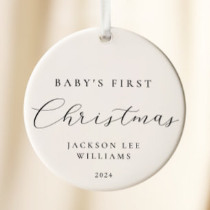 Minimal utskrift Baby första julprydnad Julgransprydnad Keramik