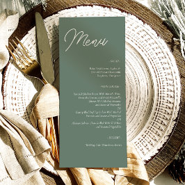 Minimal utskrivbar mallsida Grönt Bröllop-meny Kort