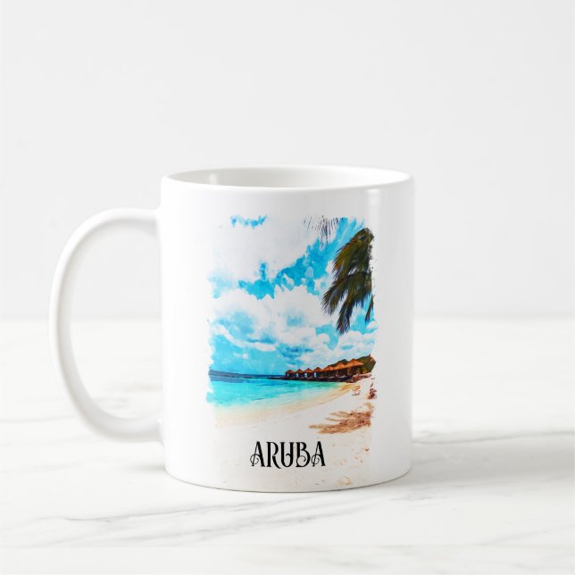 Minimal Vacation för Aruba-Västindien Kaffemugg (Vänster)