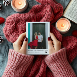 Minimal Valantinis Day Black & White & Photo Julkort