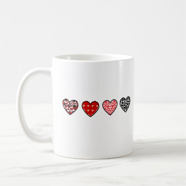 minimal valentine hearts / “cute love pattern” kaffemugg (Vänster)